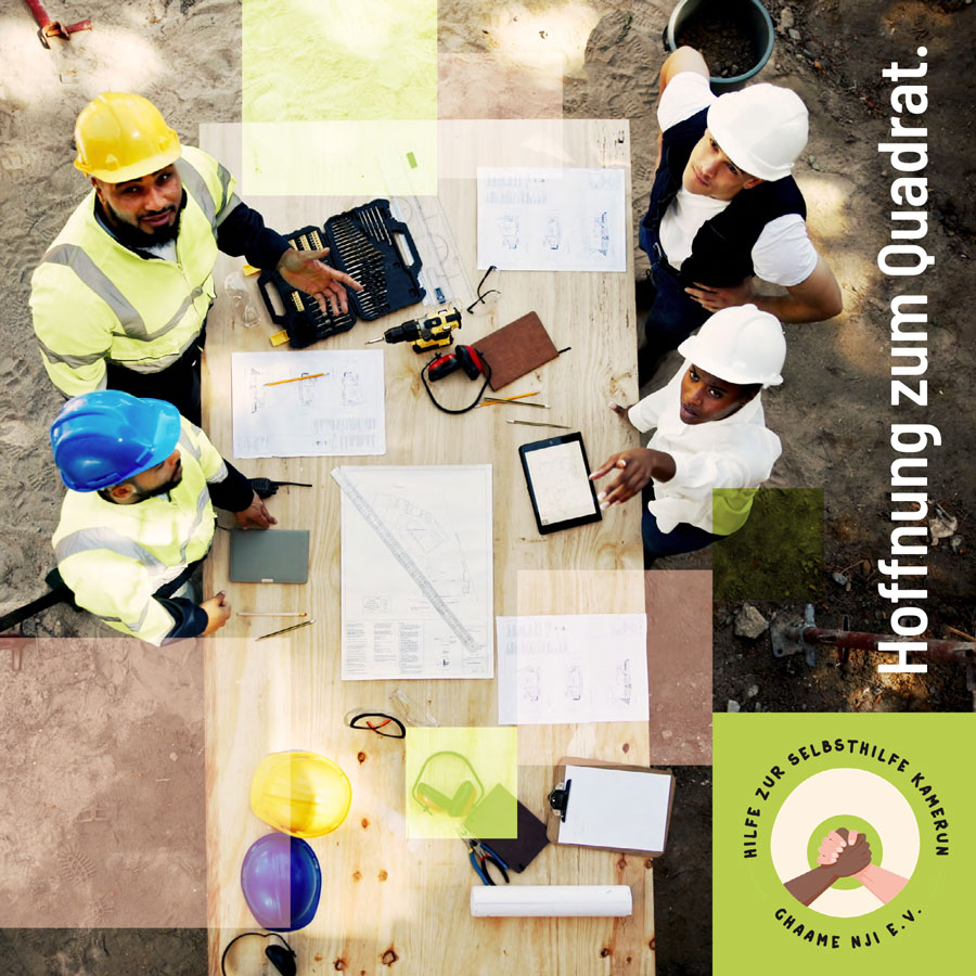 Flyer zur Raumpatenschaft für den Verein Hilfe zur Selbsthilfe Kamerun